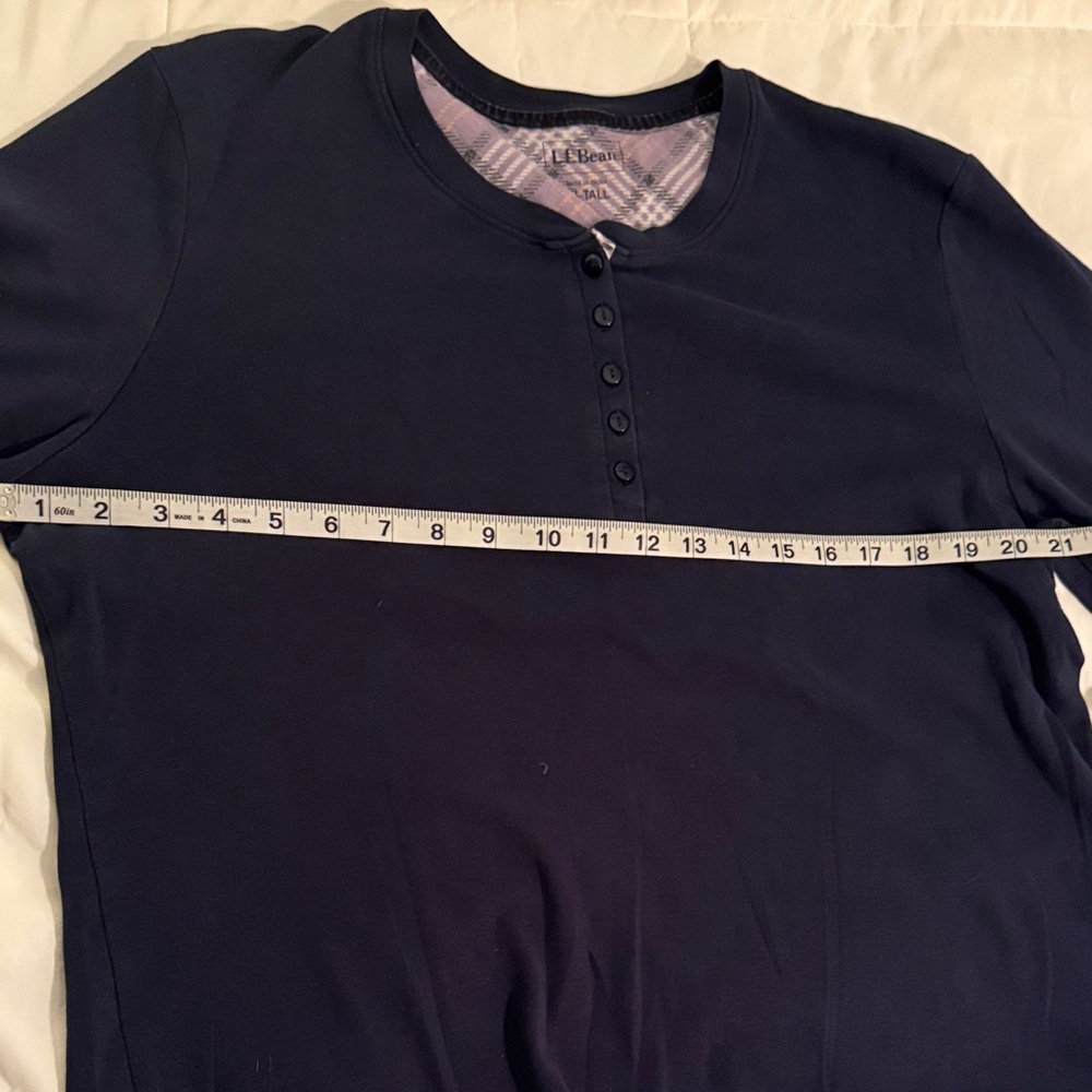 L.L. Bean Women's Navy Long Sleeve Henley - Picture 3 of 4